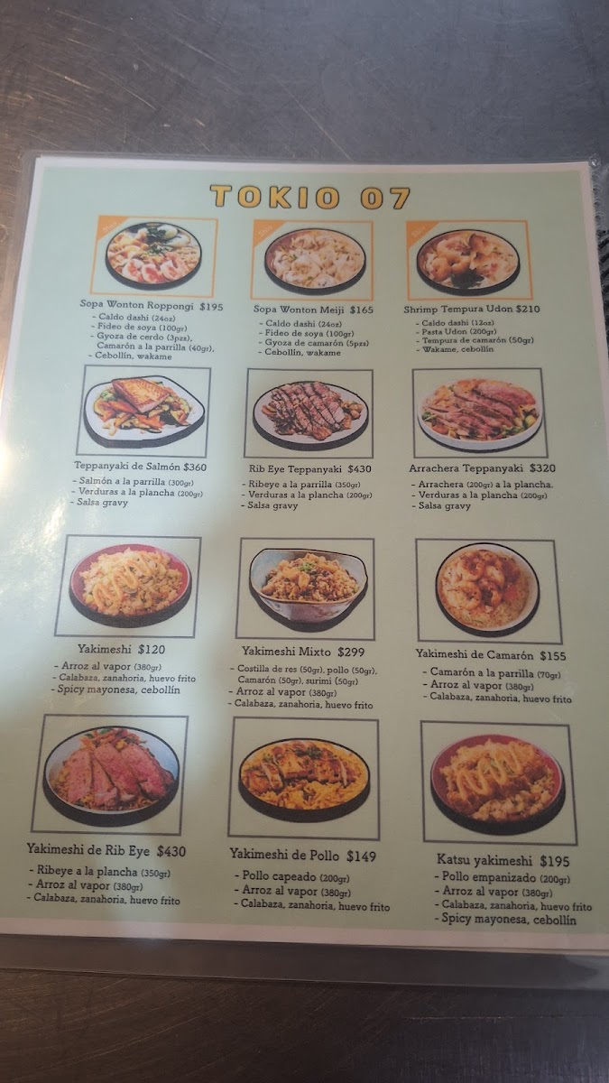 Tokio 07 Montejo Menu - Image 1